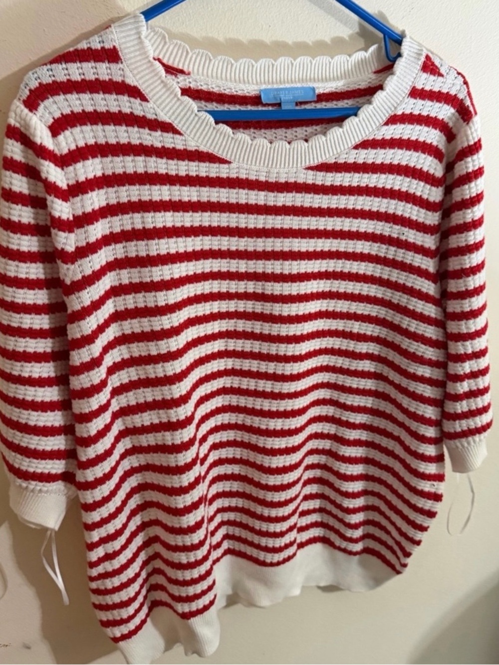 NWOT Draper James Size XXL Red and White Striped Crewneck Sweater